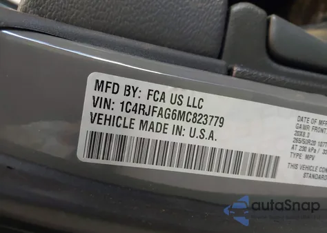 2021 Jeep Grand Cherokee Laredo X 4X4 from USA, damaged, VIN 1C4RJFAG6MC823779